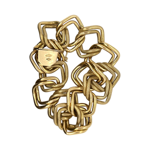 Italian 18ct Gold Textured Open Link Bracelet