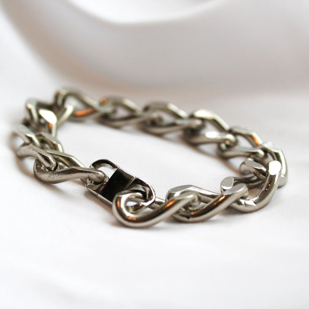 Vintage Silver Plated Chunky Chain Bracelet, 1980s