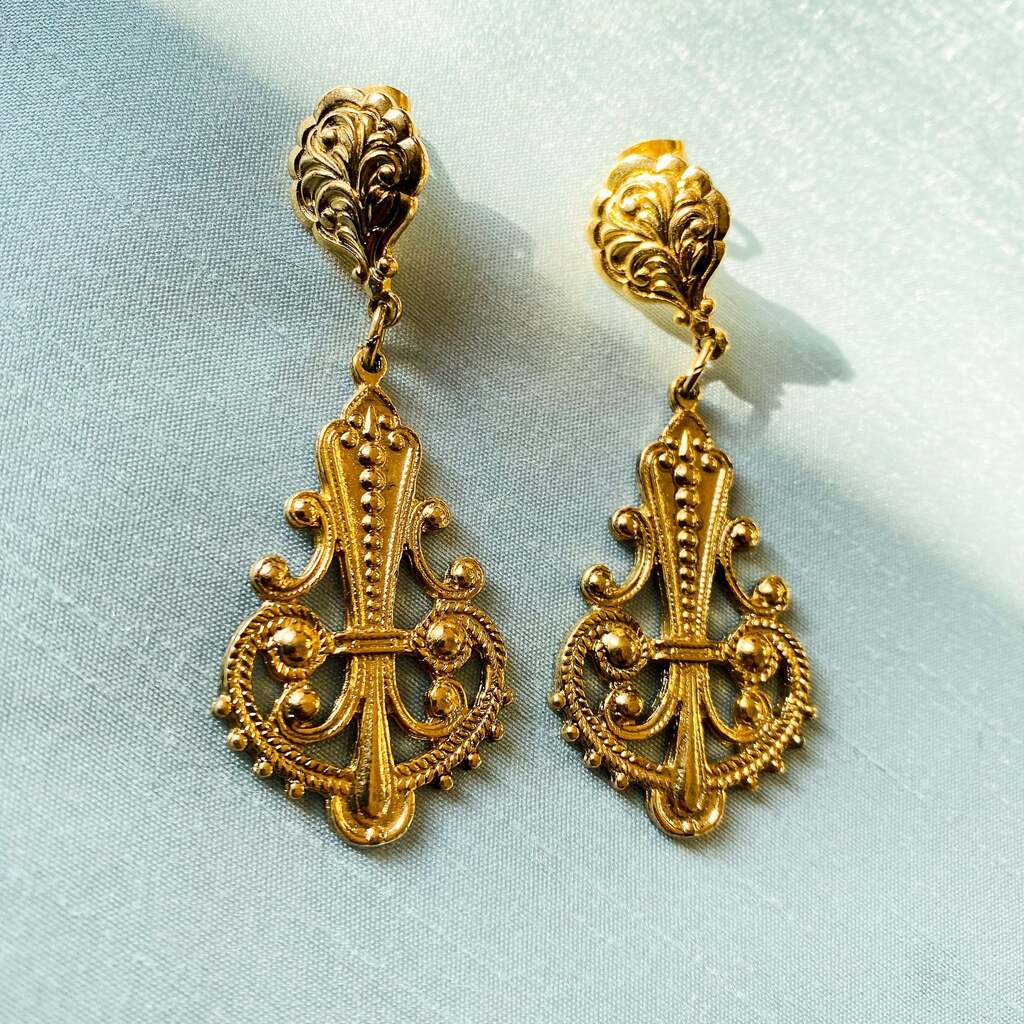 18ct Gold Plated Baroque Earrings, 1980s