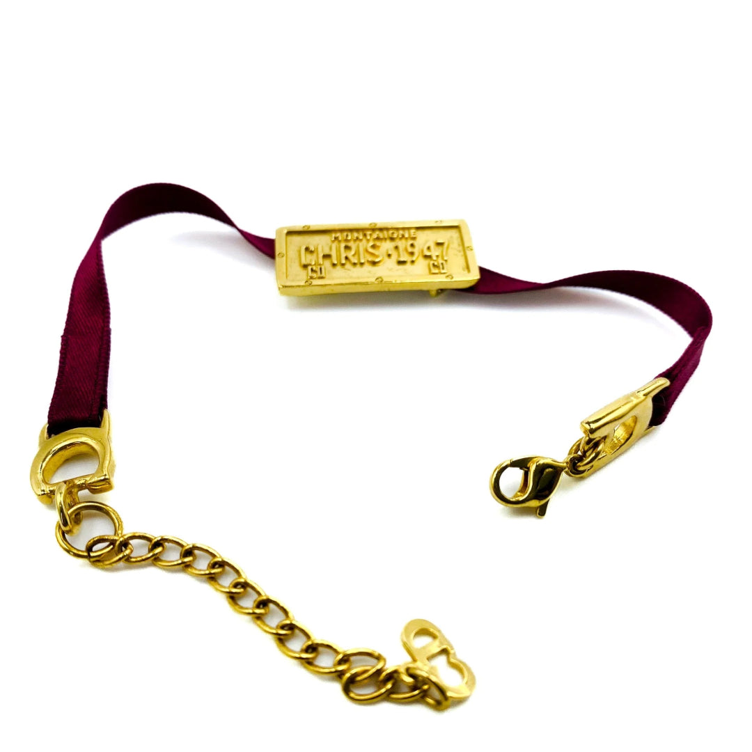 Christian Dior Gold Plate and Ribbon Bracelet, 2000s