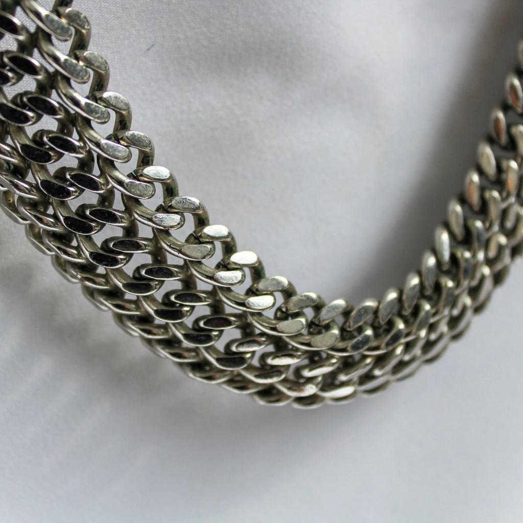 Monet Silver Plated Collar Necklace, 1980s
