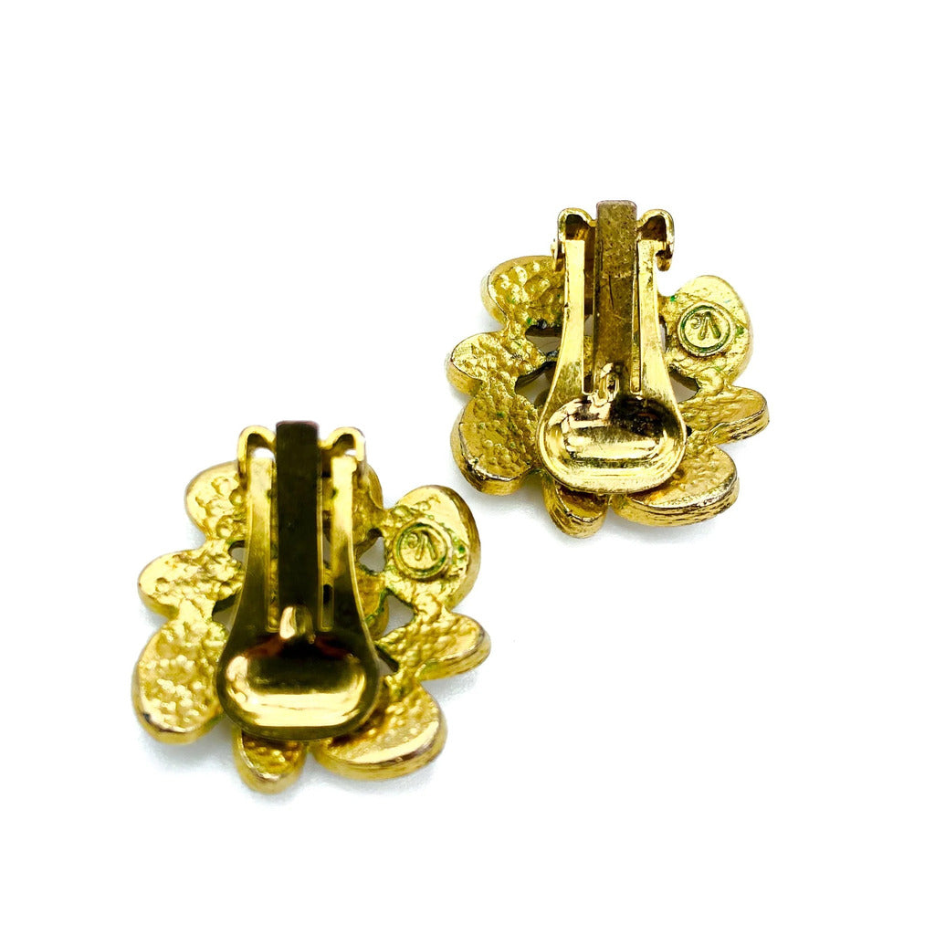 Vogue Gold Plated Clip On Earrings,1970s