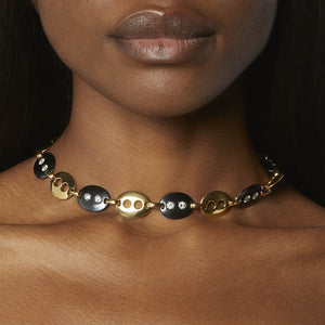 Faraone Mennella, Gold and Steel Necklace, 1990s