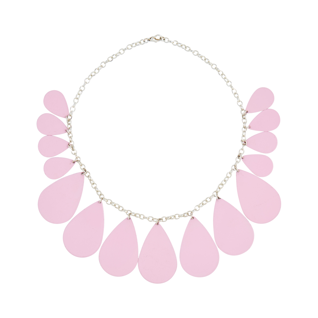 Statement Vintage Enamel Drop Pink Necklace