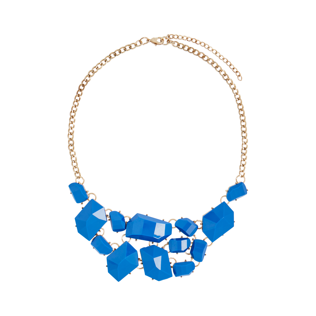 Blue and Gold Tone Statement Necklace