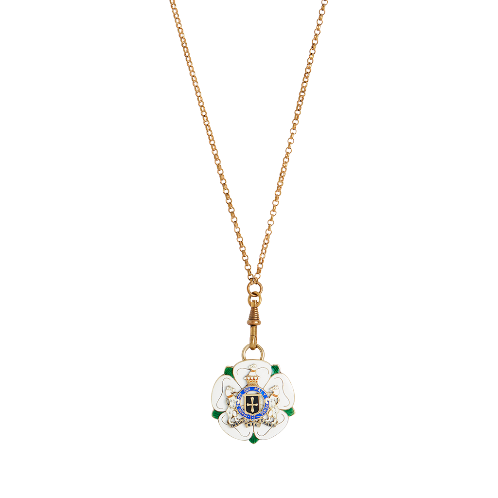 Antique Silver Gilt Heraldic Pendant / Chain Necklace