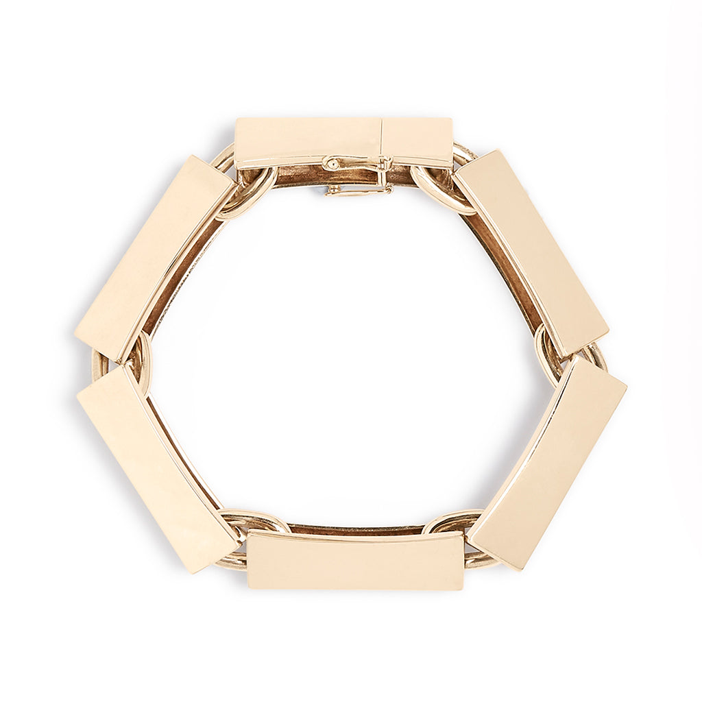 Ole Lynggaard, Denmark, 14ct Gold Modernist Triangle Bar Link Bracelet