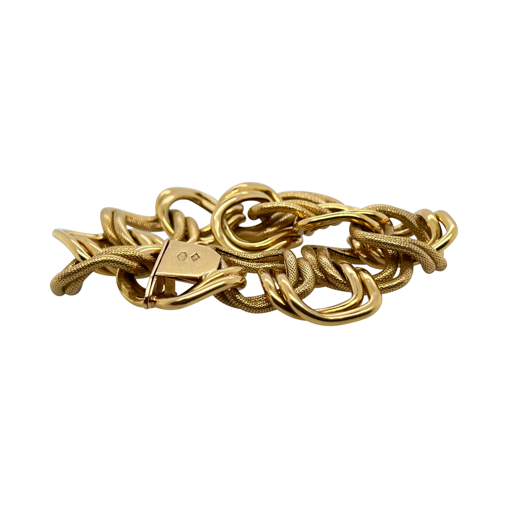 Italian 18ct Gold Textured Open Link Bracelet