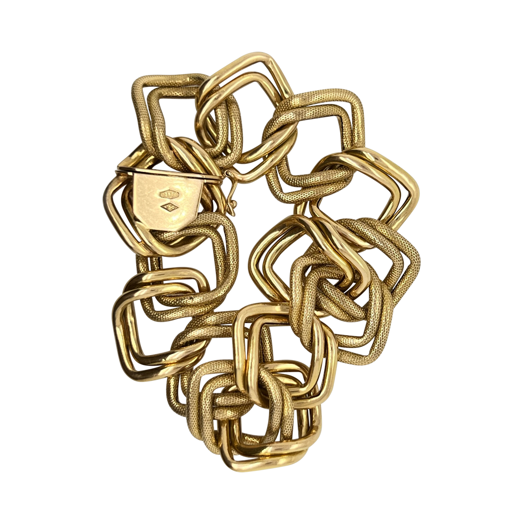 Italian 18ct Gold Textured Open Link Bracelet