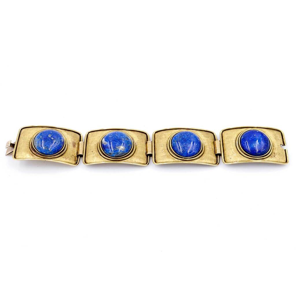 Morita Gil, Chile, Vintage Bracelet with Lapis Cabochons, 1980s