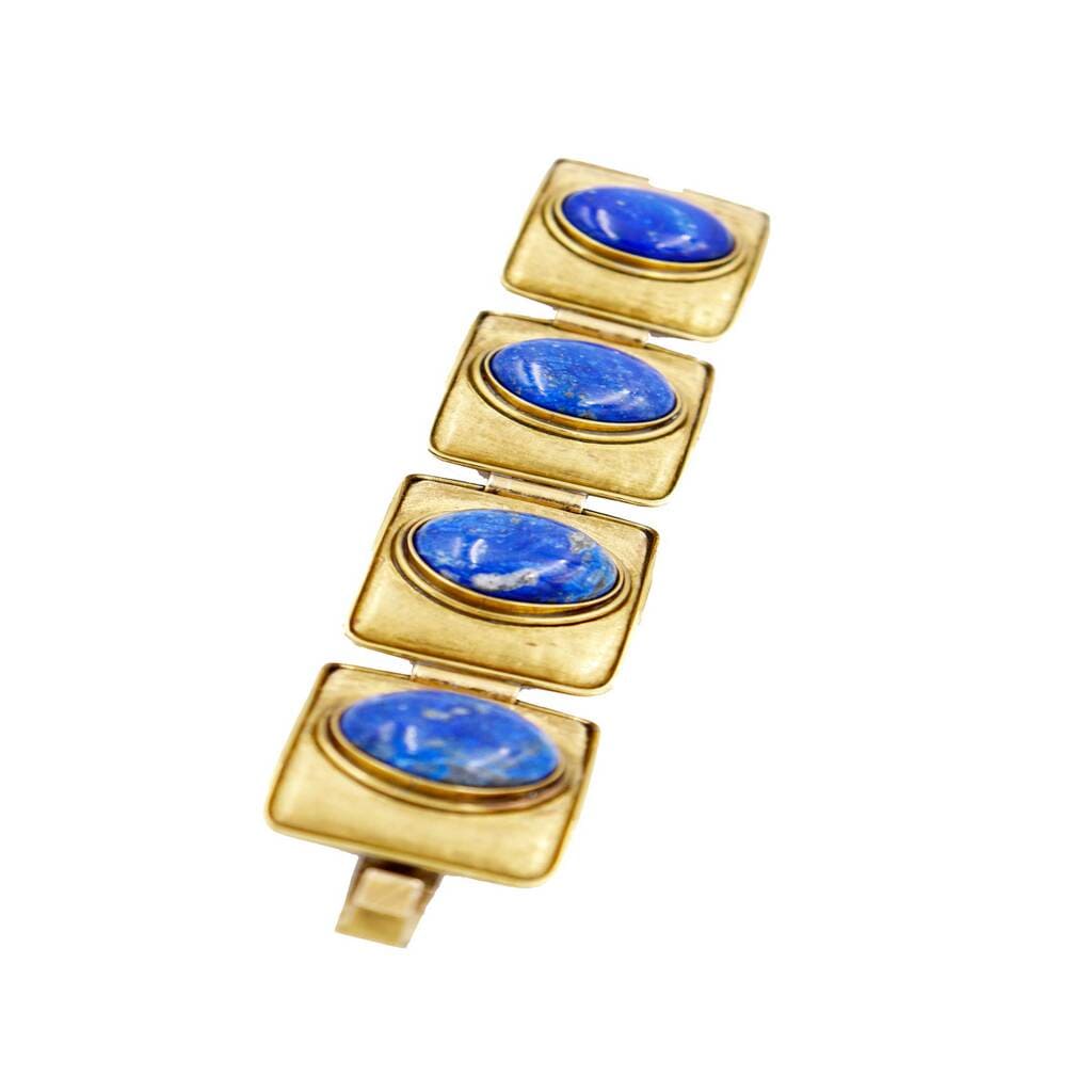 Morita Gil, Chile, Vintage Bracelet with Lapis Cabochons, 1980s