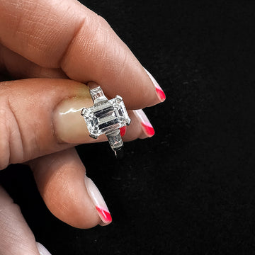 1.51 Carat GIA Certified Diamond Ring with Baguette Shoulders