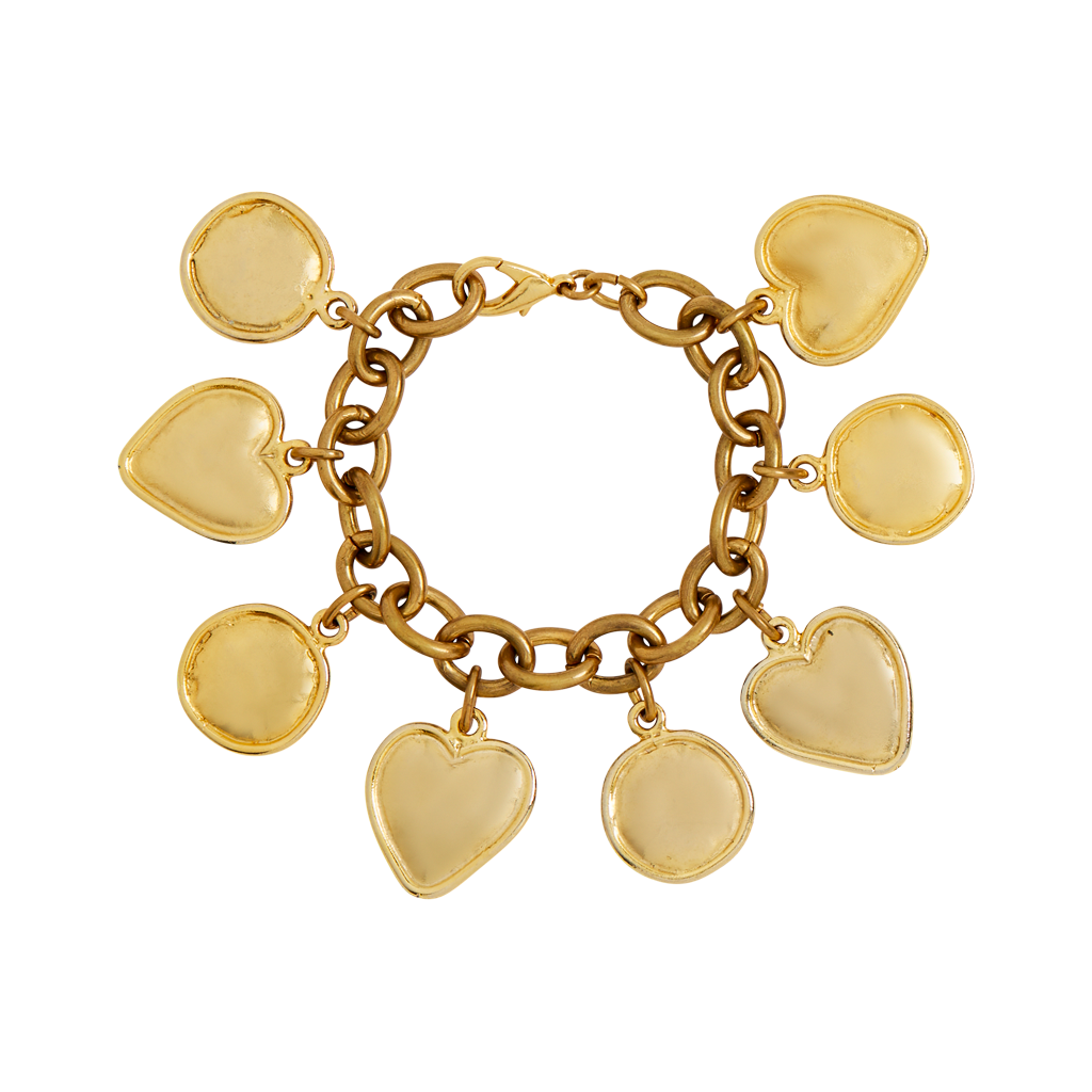 Vintage Gold Tone Charm Bracelet, 1980s