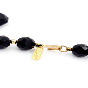 Yves Saint Laurent, Lucite Black Teardrop Gold Bead Bib Necklace, 1980s