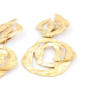 Yves Saint Laurent, Oversized Gold Plated YSL Statement Earrings, 1980s