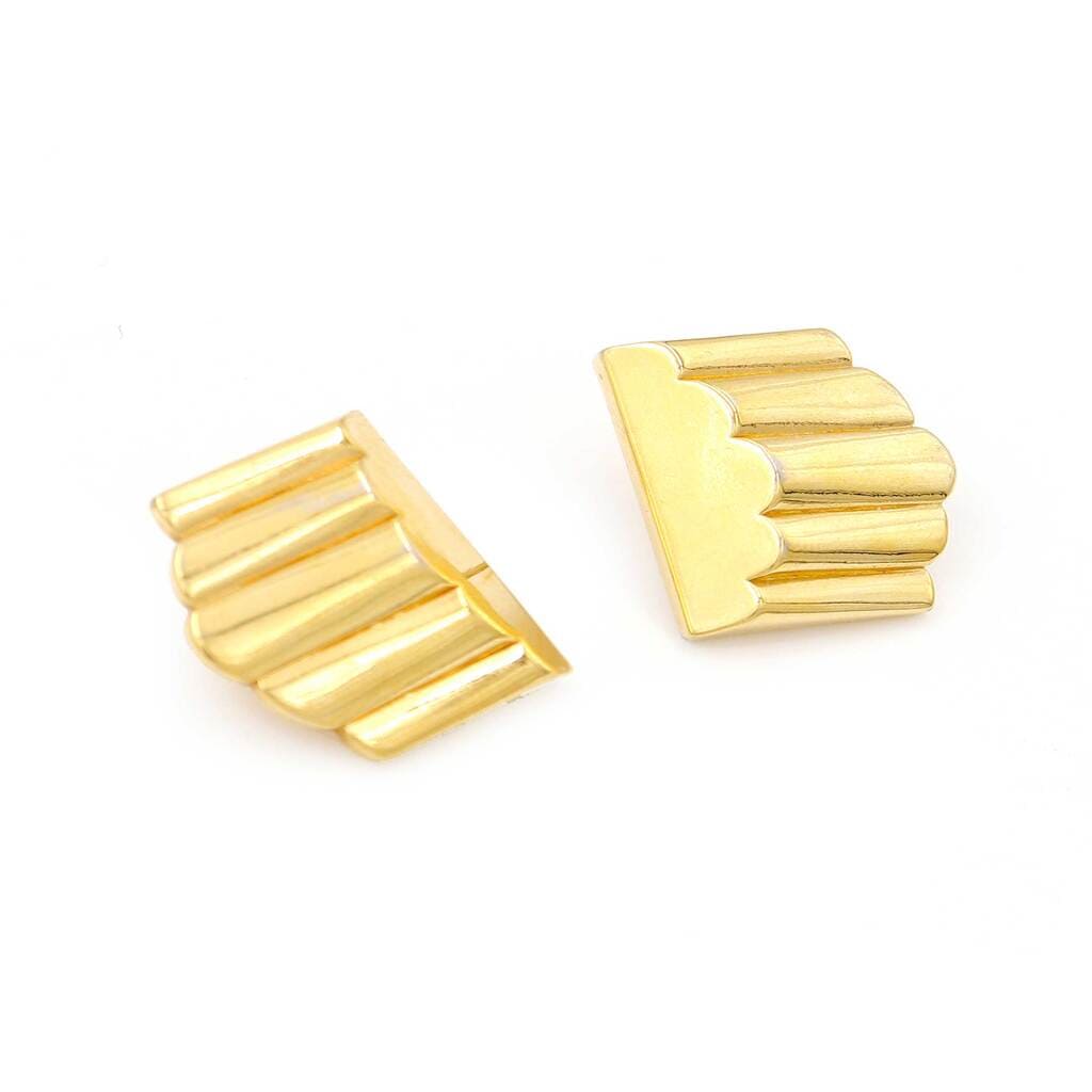 Yves Saint Laurent, Vintage Gold Textured Pierced Earrings, 1980s