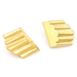 Yves Saint Laurent, Vintage Gold Textured Pierced Earrings, 1980s