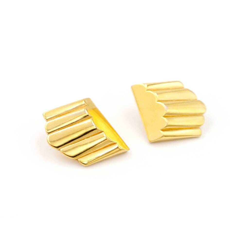 Yves Saint Laurent, Vintage Gold Textured Pierced Earrings, 1980s