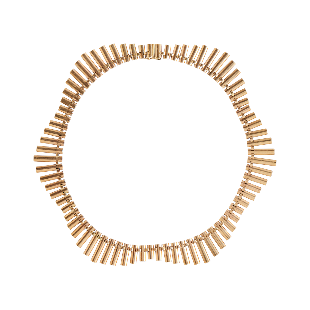 Vintage 9ct Gold Cleopatra Style Fringe Necklace, Graduated Bar Links.  Circa 1960s. - Addy's Vintage