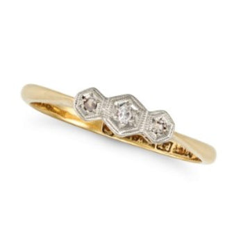 18ct Yellow Gold Antique Diamond and Platinum Ring