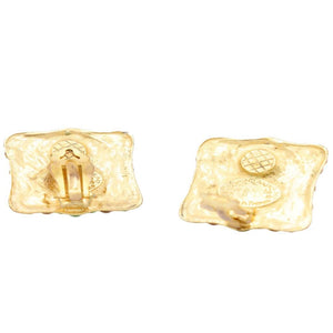 Yves Saint Laurent, Green And Gold Square Crystal Earrings, 1980s