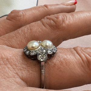 1920s Natural Pearl and Diamond Ring