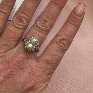 1920s Natural Pearl and Diamond Ring