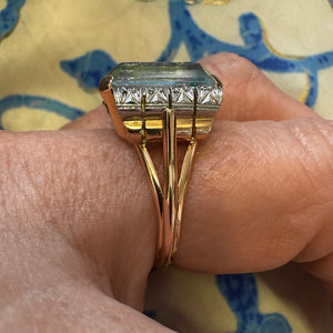 1940s Aquamarine and Diamond Retro Ring