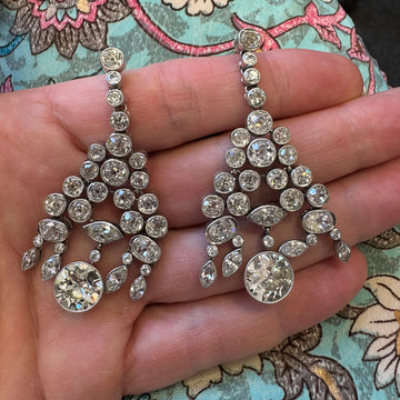 1940s Diamond Drop Earrings with 32 Stones