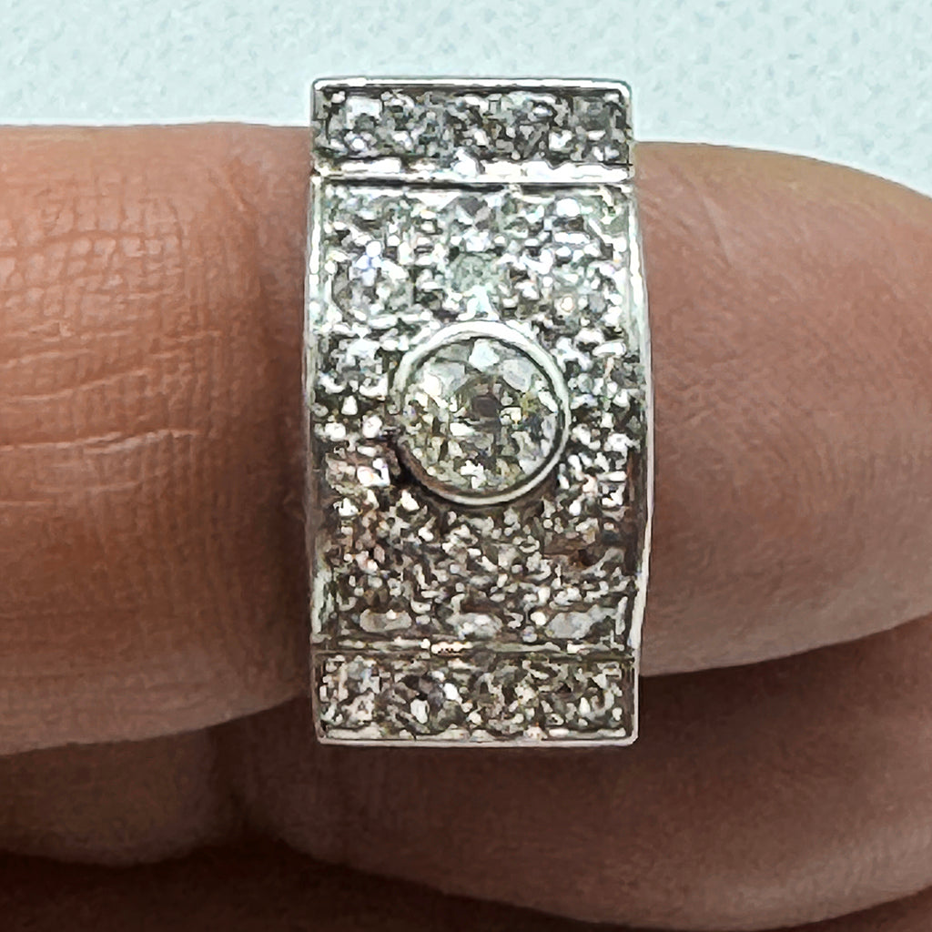 1940s French Platinum and Gold Diamond Ring