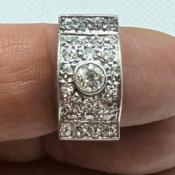 1940s French Platinum and Gold Diamond Ring