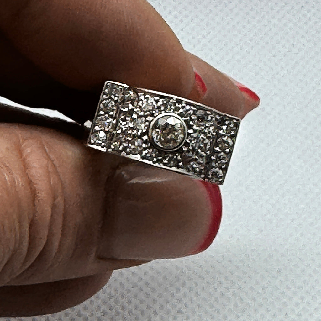 1940s French Platinum and Gold Diamond Ring