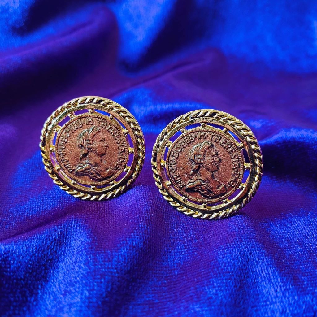 18ct Gold Plated Clip On Coin Earrings, 1980s