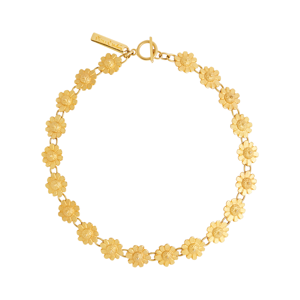 Pierre Cardin Gold Metal Flower Necklace, 1970s
