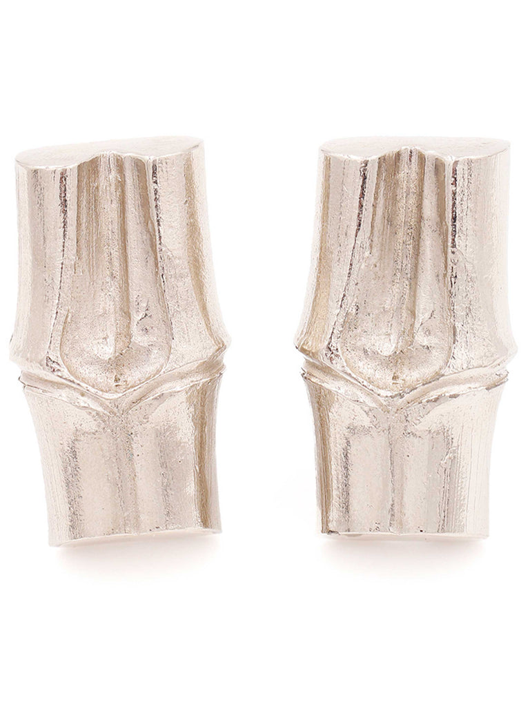 1980's Yves Saint Laurent YSL Silver Bamboo Large Earrings
