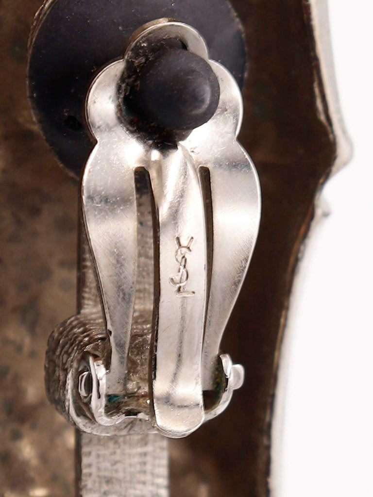 1980's Yves Saint Laurent YSL Silver Bamboo Large Earrings