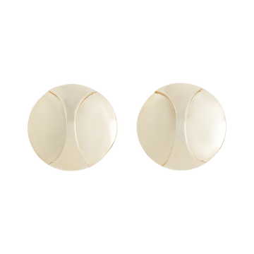 Vintage Round Silver Clip Earrings, 1940s