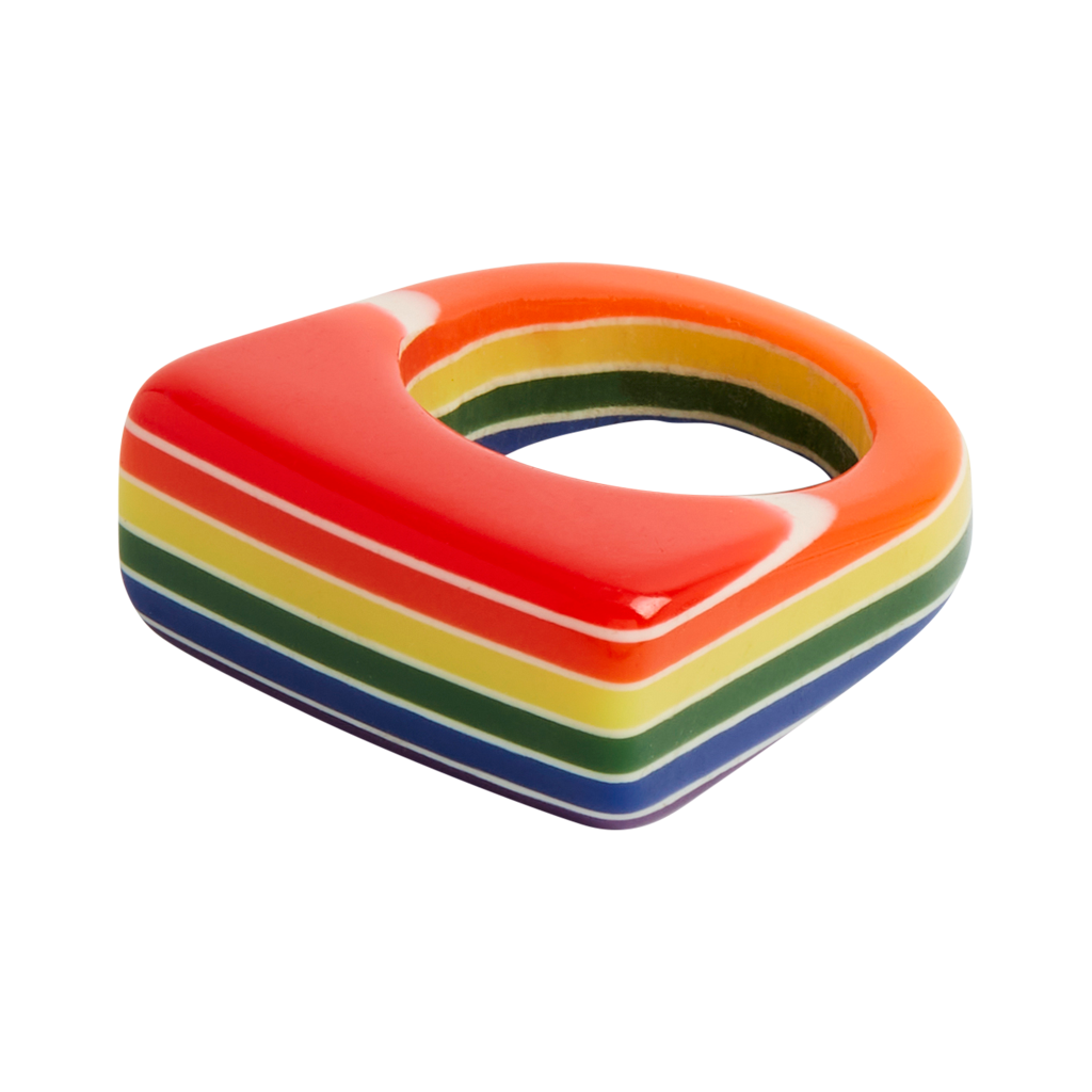 Pop Art Boho Plastic Ring, Multi Coloured, French 1960's