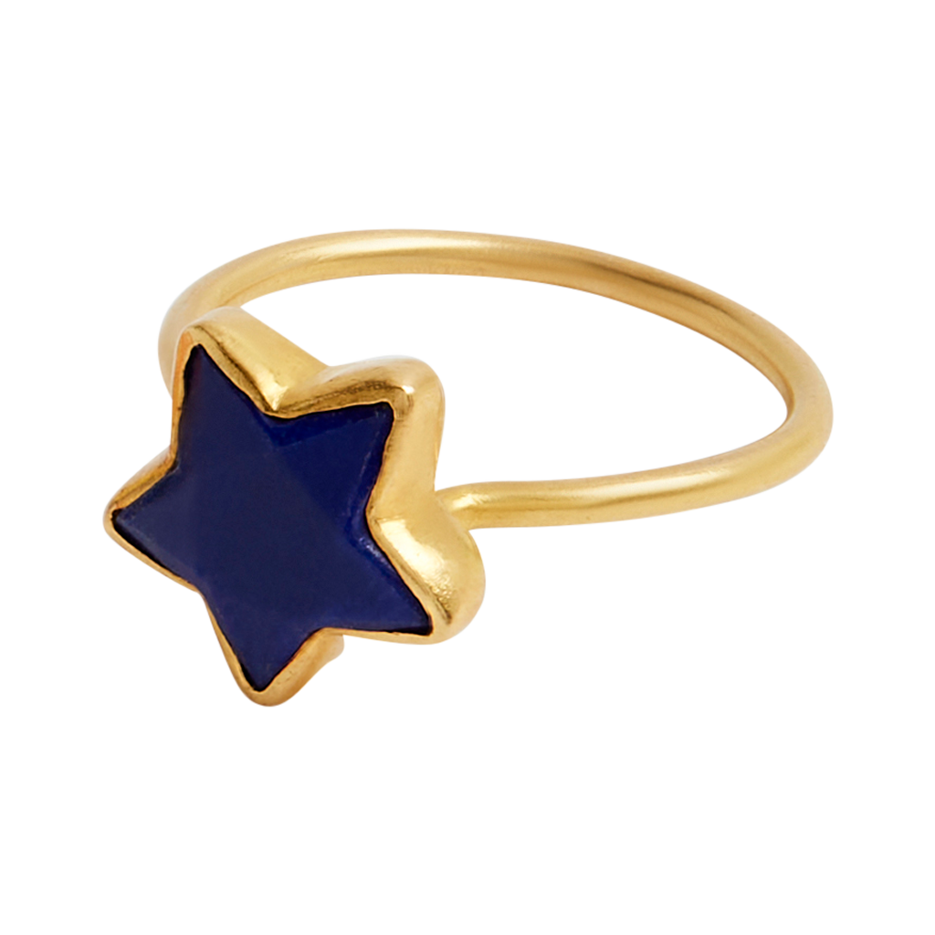 18ct Yellow Gold Lapis Star Ring