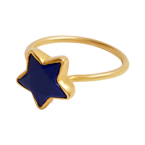 18ct Yellow Gold Lapis Star Ring