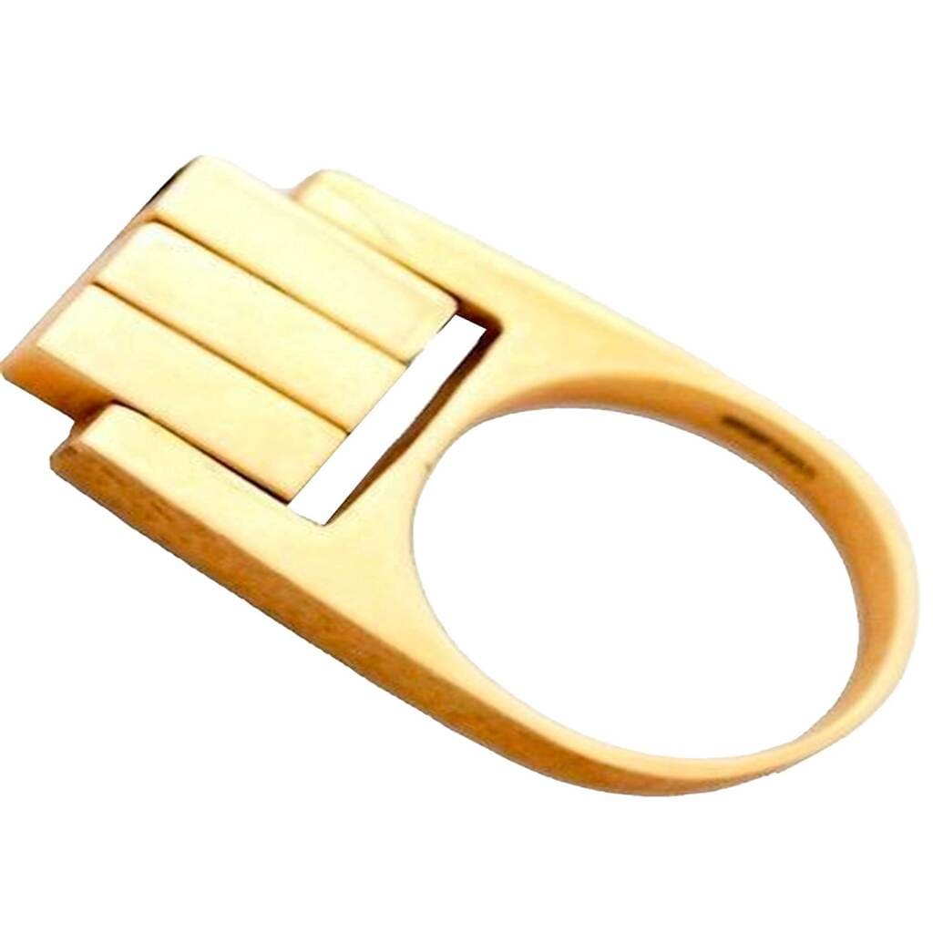 Hans Hansen, Denmark Modernist 14k Gold Kinetic Ring, 1970s