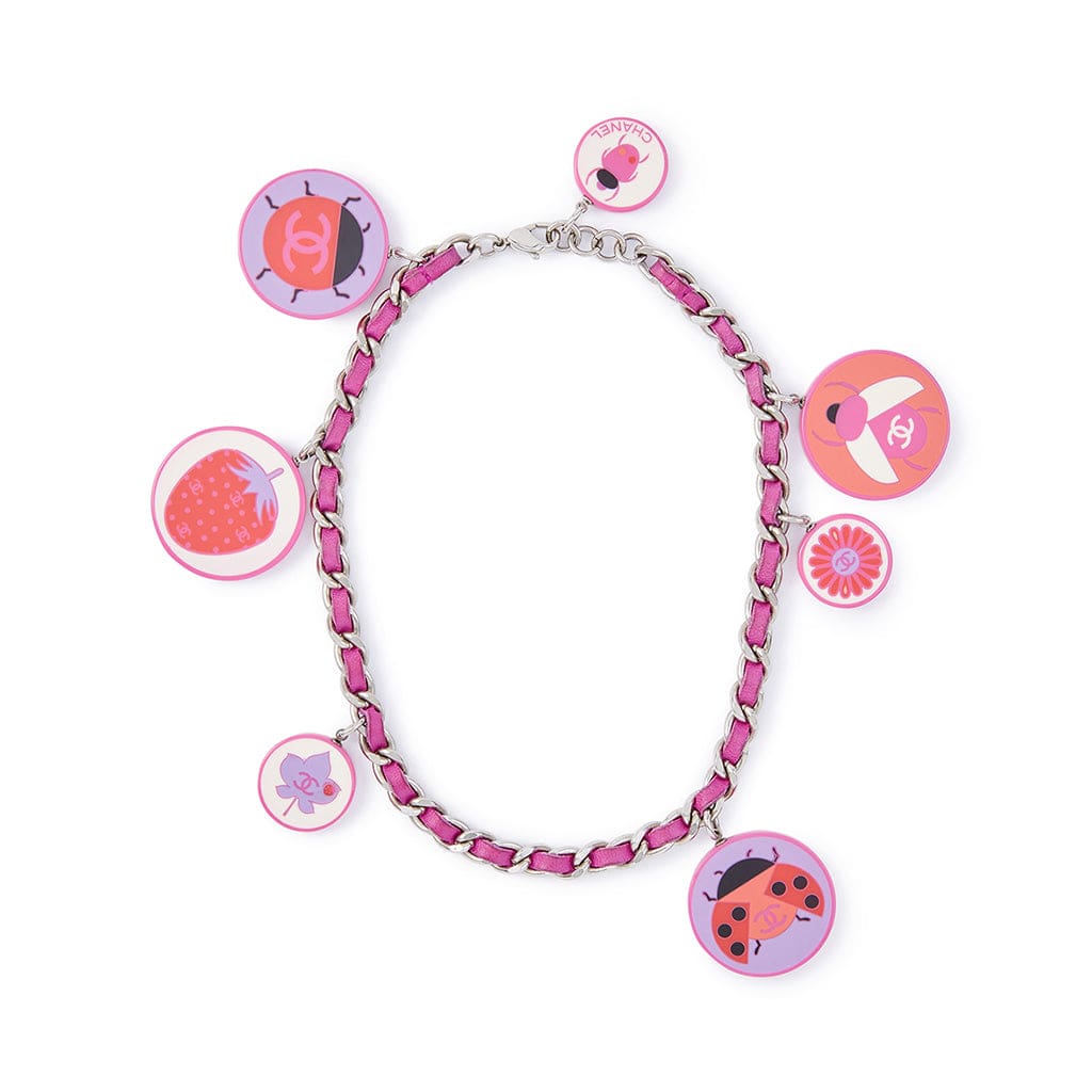 Chanel 2004 Pink Ladybird and Strawberry Choker Necklace