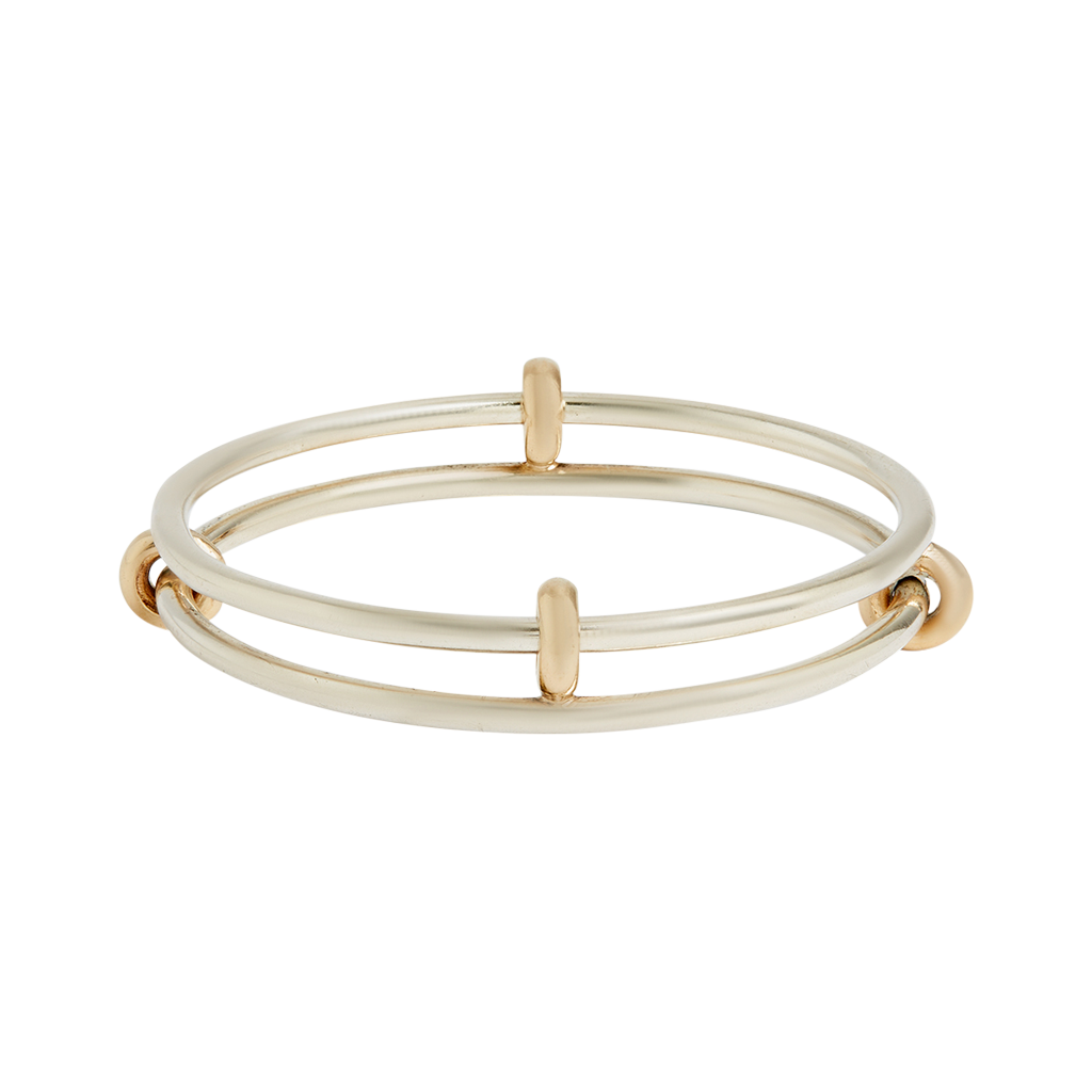Pierre Cardin Silver and 14ct Gold Double Row Bangle