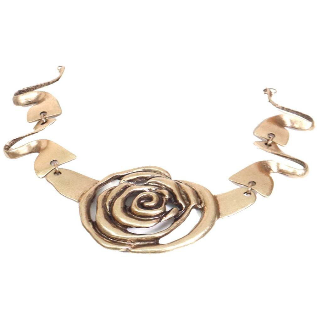 Oscar De La Renta, Soft Gold Rose Statement Necklace, 1990s