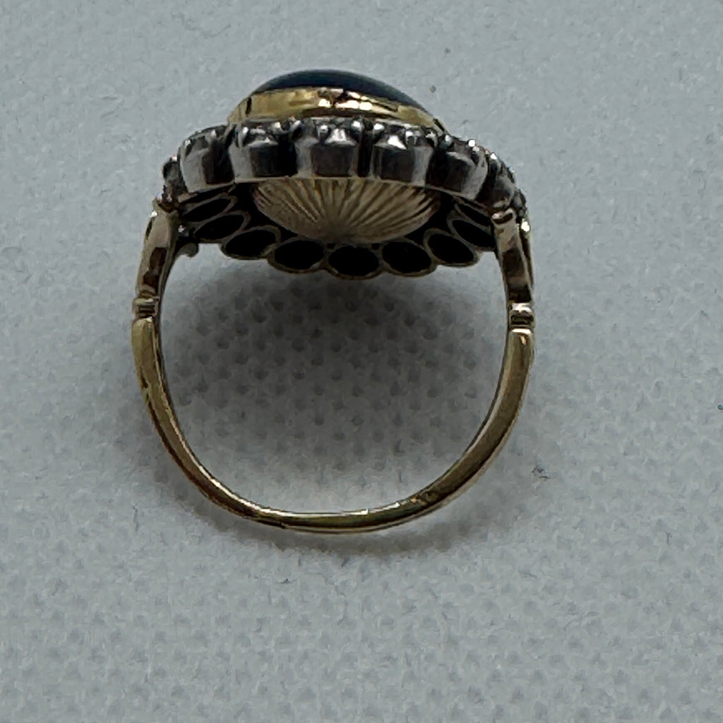 7 Carat Sapphire Cabochon and Diamond Cluster Ring