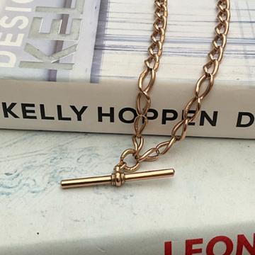 9ct Gold Double Curb Link Albert Chain, 25cm