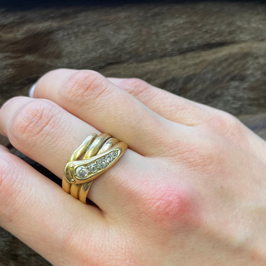 Antique 1898 Diamond Snake Ring