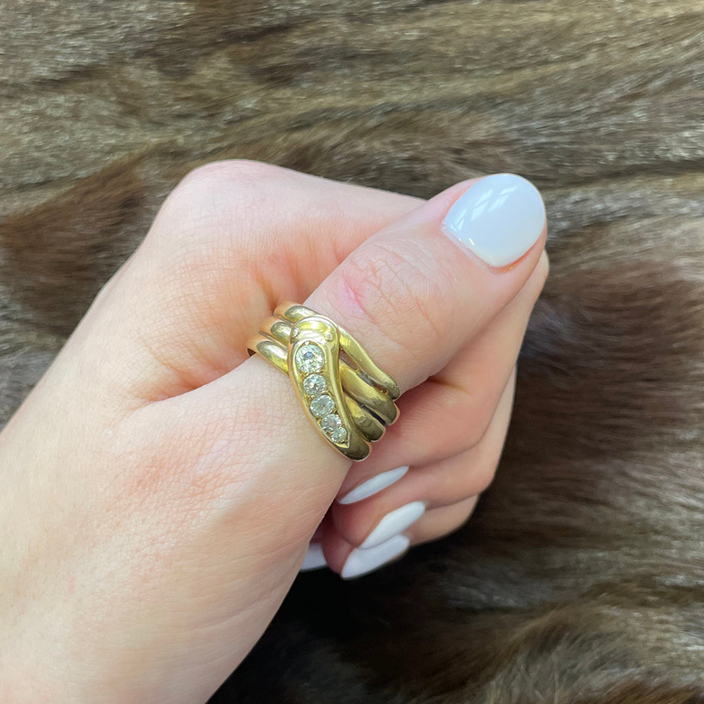 Antique 1898 Diamond Snake Ring