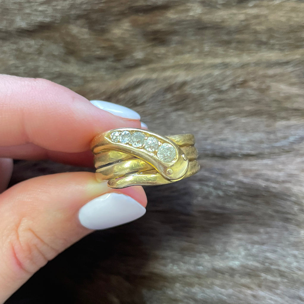 Antique 1898 Diamond Snake Ring