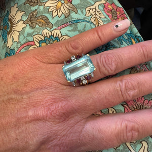 Aquamarine, Ruby and Diamond Ring, 1950s